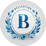 The logo of the Beliction store, a large letter B surrounded by two tree branches, and at the top is the name of the store, and the color of the design is turquoise blue.