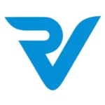 ROYVIS logo, Design combining the letters "R and V" in blue on a white background.